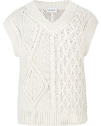 SALANIDA Nonna Cable-knit Merino Vest White