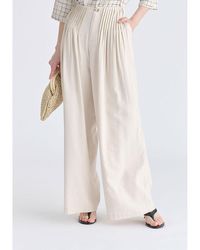 Paisie - Neutrals Front Pleats Detail Wide Leg Trousers - Lyst