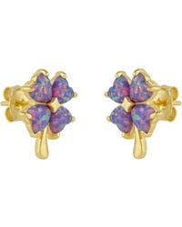 Spero London - Opal Four Leaves Clover Sterling Stud Earrings - Lyst