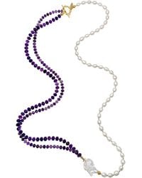 Farra - Amethyst With Freshwater Pearls Multi-Layers Necklace - Lyst