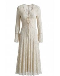 Belsize25 - Trumpet Dress Flared Sleeve Sheer Lace Knit Dress - Lyst