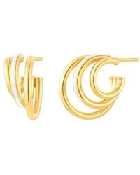 Gold & Honey - Triple Hoop Earrings With Enamel - Lyst