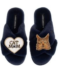 Laines London - Classic Laines Slippers With Cat Mum/Mom & Maine Coon Cat Brooches - Lyst
