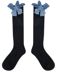 HIGH HEEL JUNGLE by KATHRYN EISMAN - Denim Flower Tall Socks - Lyst