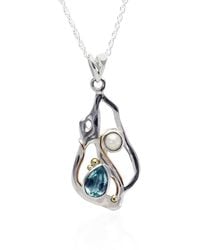 Isla Silver - Handmade Teardrop Topaz & Pearl Pendant Necklace - Lyst