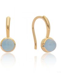 The Jewelz - Aquamarine Hook Round Sterling Earrings March Birthstone - Lyst