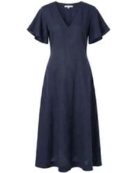 Adrift Clothing - Tatum Linen Flutter Sleeve Dress - Lyst