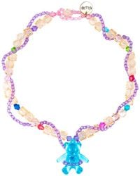 Tillie Beads - Bear Pendant Double Layer Bead Necklace - Lyst