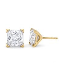 Zahav Jewelry - 10K Solid 5Mm Princess Cut Cz Stud Earrings - Lyst