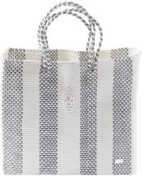 Lolas Bag - Medium Silver Stripe Tote Bag Shoulder Strap - Lyst