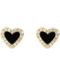 KAMARIA - Mini Diamond & Onyx Heart Stud Earrings - Lyst