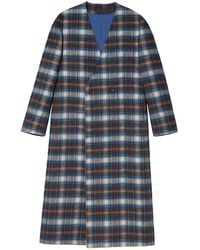 Éclectique - Plaid Collarless Long Coat - Lyst