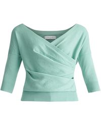 Paisie - Knitted Wrap Top In Mint - Lyst