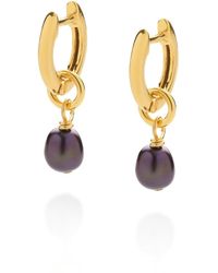 Nellou Jewellery - Micro Peacock Pearl Hoop Earrings - Lyst