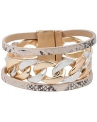 Saachi - Metal Chain Link Leather Bisque Bracelet - Lyst