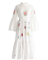Sugar Cream Vintage - Re-design Upcycled Boho Bliss Embroidered Maxi Dress - Lyst