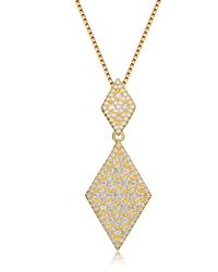 Genevive Jewelry - Cz Sterling Silver Gold Plated Diamond Shape Drop Pendant - Lyst