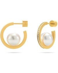 Meulien - Pearl Open Hoop Earrings - Lyst