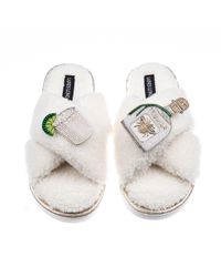 Laines London - Neutrals Laines Neutral Boucle Slippers With Agave Tequila Brooches - Lyst