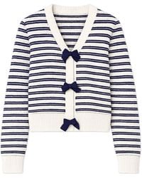 Yumi' - Multicolour Block Stripe Tie Front Cardigan - Lyst
