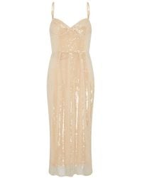 Sour Figs - Neutrals Tulle Corset Midi Sequin Dress - Lyst