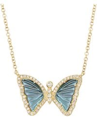 KAMARIA - Mini London Topaz Butterfly Necklace With Diamonds - Lyst