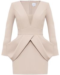 Nomi Fame - Neutrals Madonna Nude Deep V Neck Mini Dress - Lyst