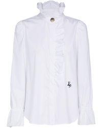 The Extreme Collection - Boheme Gingham Blouse With Ruffled Trim And High Collar - Lyst
