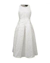 Smart and Joy - Fit-And-Flare Collar Trim Textured Jacquard Dress - Lyst
