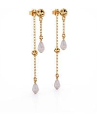 Linda Fiore - Ava Double Pearl Earring Vermeil - Lyst
