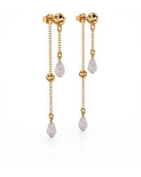 Linda Fiore - Ava Double Pearl Earring Vermeil - Lyst