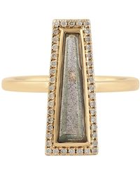 Artisan - Solid 18k Yellow Gold Labradorite Genuine Diamond Cocktail Ring Gemstone Jewelry - Lyst