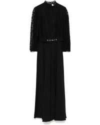 Nissa - Lace-Insert Viscose Midi Dress - Lyst