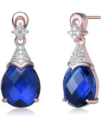 Genevive Jewelry - Sterling Silver Rose Gold Plated Sapphire Cubic Zirconia Drop Earring - Lyst