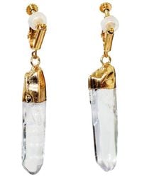 Laura Daili - Neutrals Smoky Crystal Drop Clip On Earrings - Lyst