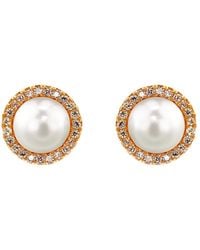 VicStoneNYC Fine Jewelry - Natural Akoya Pearl And Diamond Stud Earrings With Screw Back - Lyst