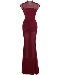 Miss Circle New York - Fabienne Burgundy Mesh Cap Sleeve Mermaid Gown - Lyst
