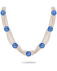 Ebru Jewelry - Vintage Style Cobalt Bloom Enamel Woven Choker Necklace - Lyst