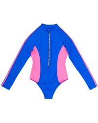 Kapture - Dayglow Long Sleeve Front Zip Recycled Swimsuit - Lyst
