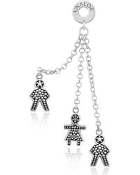 Unaloe - Sterling Textured Girl Charm Chain Drop Earrings – Artisan Designer Jewelry For - Lyst