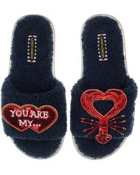 Laines London - Teddy Toweling Slipper Sliders With You Are My Lobster Brooches - Lyst