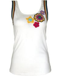 Lalipop Design - Sleeveless T-Shirt With Hand Made Crochet Details - Lyst