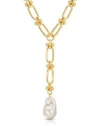 Leeada Jewelry - Chloe Maxi Pearl Lariat Necklace - Lyst
