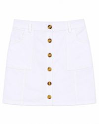 Yumi' - Cotton Stretch Mini Skirt With Button Details - Lyst