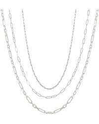 Spero London - Paperclip Link Chain Sterling Necklace Layering Set - Lyst