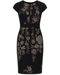 Conquista - Print Cap Sleeve Dress With Waistband - Lyst