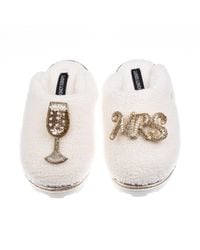 Laines London - Neutrals Teddy Closed Toe Slippers With Mrs & Wedding Champers Brooches - Lyst