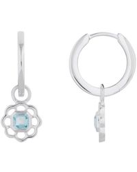 Lulu B London - Topaz Gemstone Flower Drop Hoop Earrings - Lyst