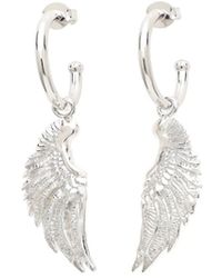 Seven Saints - Angel Wing Hoop Earrings, Rhodium Over Sterling - Lyst