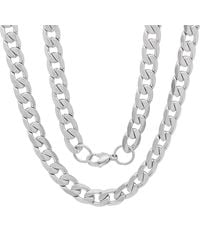 Steeltime - Stainless Steel Accented Cuban Chain Link Necklace - Lyst